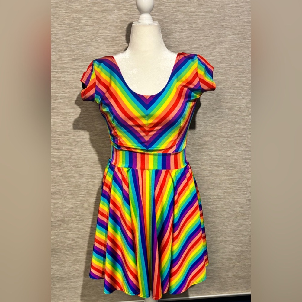 Vibrant Pride Rave Rainbow Striped Dress